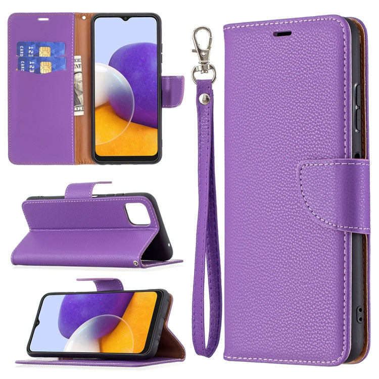 For Samsung Galaxy A22 5G Litchi Texture Pure Color Horizontal Flip Leather Case with Holder & Card Slots & Wallet & Lanyard