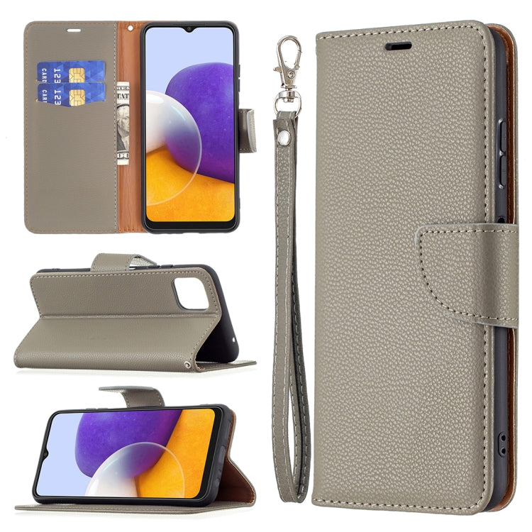 For Samsung Galaxy A22 5G Litchi Texture Pure Color Horizontal Flip Leather Case with Holder & Card Slots & Wallet & Lanyard