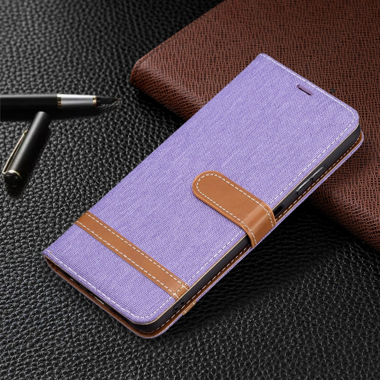 For Samsung Galaxy A22 5G Color Matching Denim Texture Horizontal Flip Leather Case with Holder & Card Slots & Wallet & Lanyard