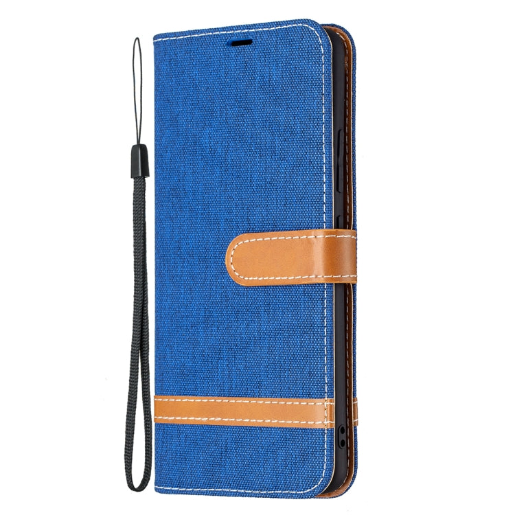For Samsung Galaxy A82 5G Color Matching Denim Texture Horizontal Flip Leather Case with Holder & Card Slots & Wallet & Lanyard