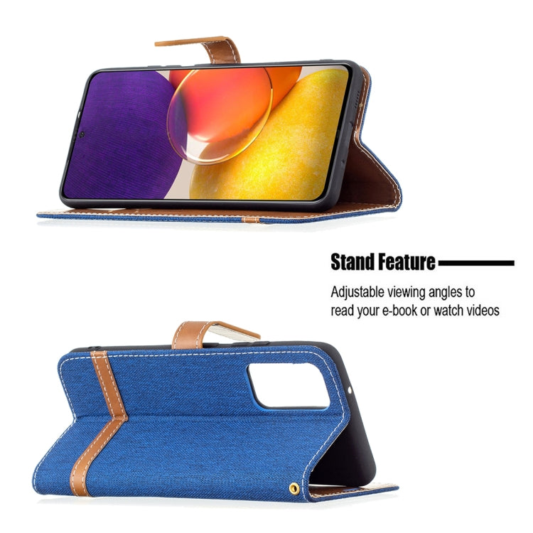 For Samsung Galaxy A82 5G Color Matching Denim Texture Horizontal Flip Leather Case with Holder & Card Slots & Wallet & Lanyard