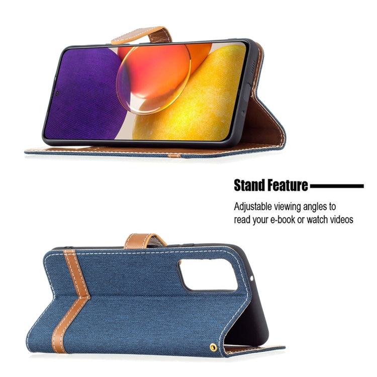 For Samsung Galaxy A82 5G Color Matching Denim Texture Horizontal Flip Leather Case with Holder & Card Slots & Wallet & Lanyard