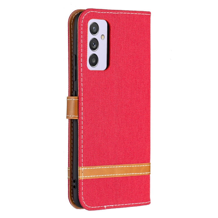For Samsung Galaxy A82 5G Color Matching Denim Texture Horizontal Flip Leather Case with Holder & Card Slots & Wallet & Lanyard