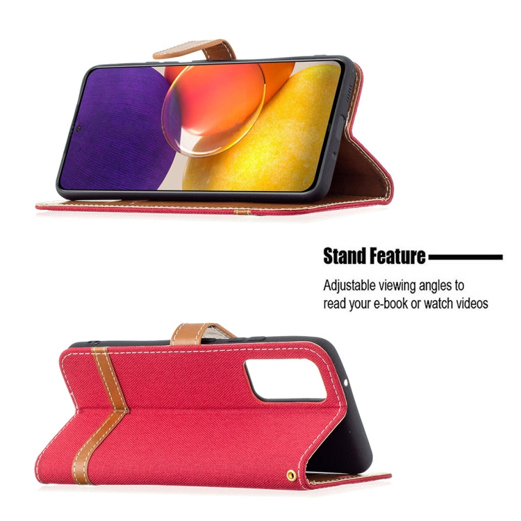 For Samsung Galaxy A82 5G Color Matching Denim Texture Horizontal Flip Leather Case with Holder & Card Slots & Wallet & Lanyard