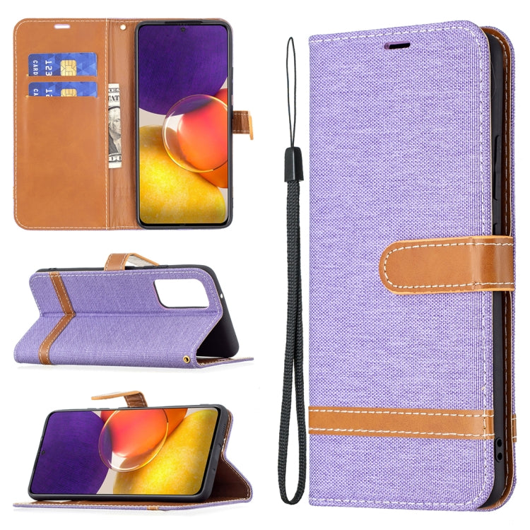 For Samsung Galaxy A82 5G Color Matching Denim Texture Horizontal Flip Leather Case with Holder & Card Slots & Wallet & Lanyard