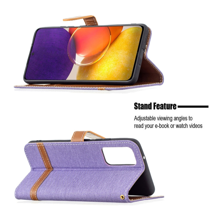For Samsung Galaxy A82 5G Color Matching Denim Texture Horizontal Flip Leather Case with Holder & Card Slots & Wallet & Lanyard