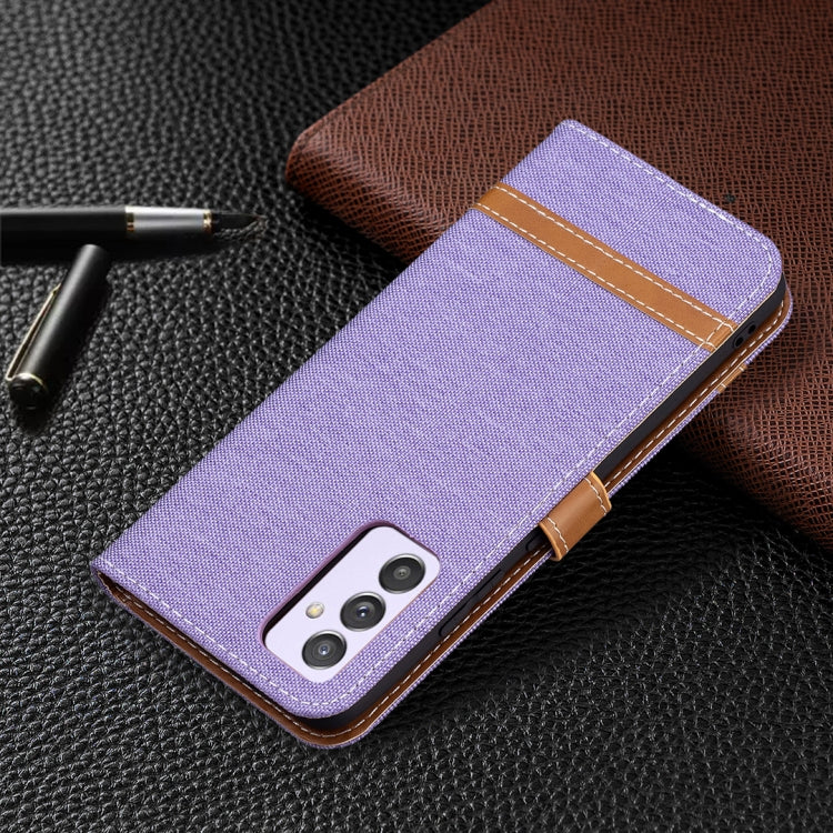 For Samsung Galaxy A82 5G Color Matching Denim Texture Horizontal Flip Leather Case with Holder & Card Slots & Wallet & Lanyard