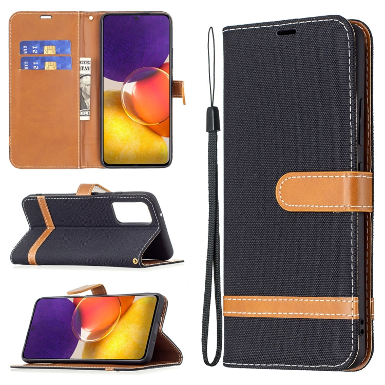 For Samsung Galaxy A82 5G Color Matching Denim Texture Horizontal Flip Leather Case with Holder & Card Slots & Wallet & Lanyard
