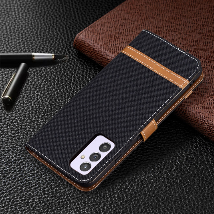 For Samsung Galaxy A82 5G Color Matching Denim Texture Horizontal Flip Leather Case with Holder & Card Slots & Wallet & Lanyard
