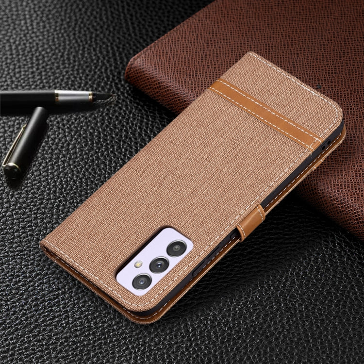For Samsung Galaxy A82 5G Color Matching Denim Texture Horizontal Flip Leather Case with Holder & Card Slots & Wallet & Lanyard