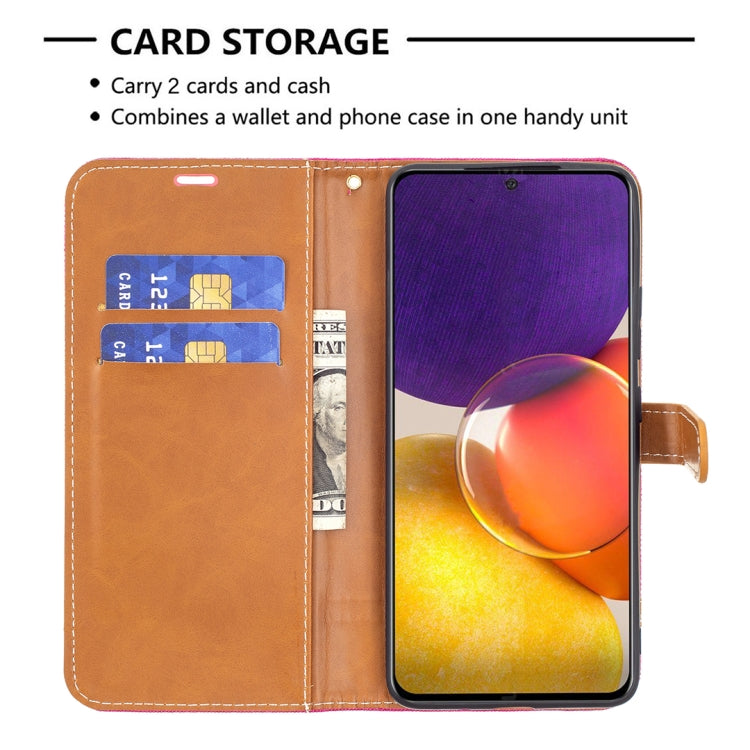 For Samsung Galaxy A82 5G Color Matching Denim Texture Horizontal Flip Leather Case with Holder & Card Slots & Wallet & Lanyard