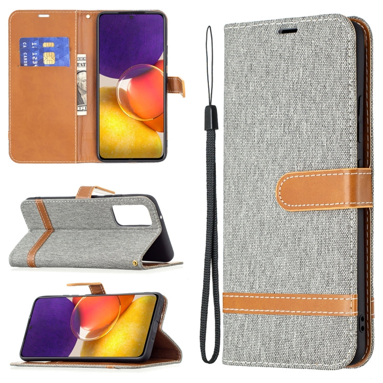 For Samsung Galaxy A82 5G Color Matching Denim Texture Horizontal Flip Leather Case with Holder & Card Slots & Wallet & Lanyard
