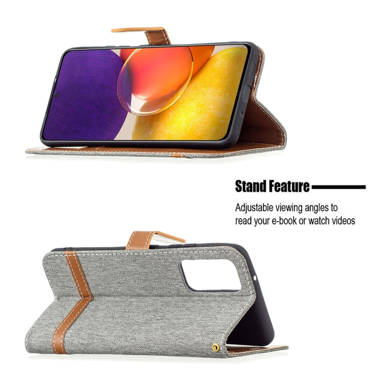 For Samsung Galaxy A82 5G Color Matching Denim Texture Horizontal Flip Leather Case with Holder & Card Slots & Wallet & Lanyard
