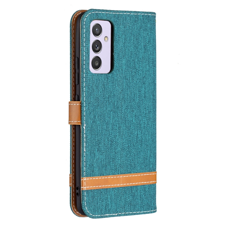 For Samsung Galaxy A82 5G Color Matching Denim Texture Horizontal Flip Leather Case with Holder & Card Slots & Wallet & Lanyard