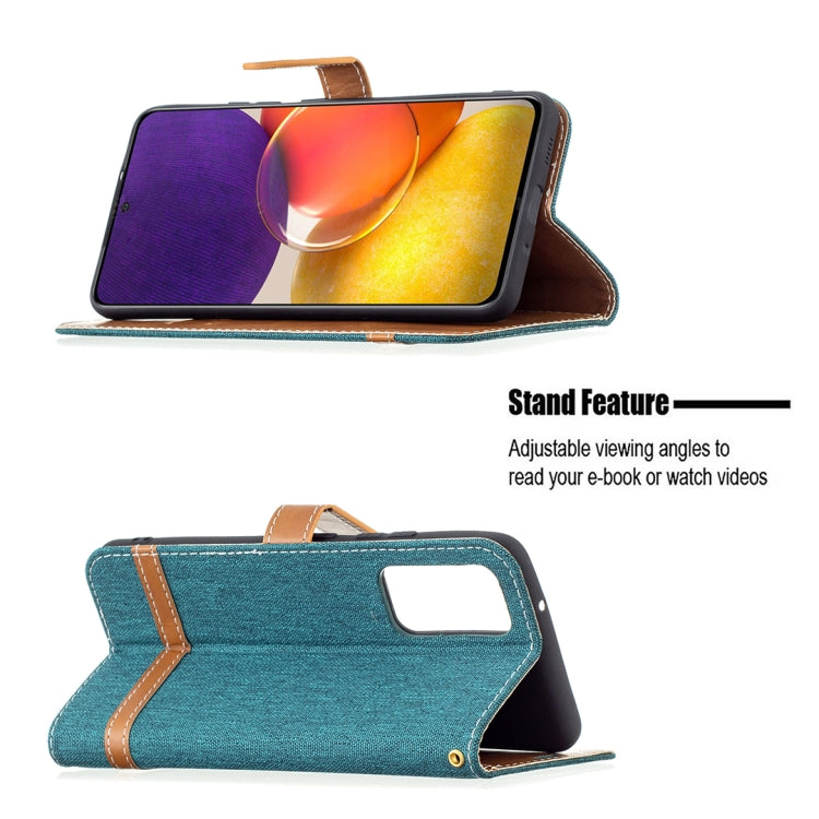For Samsung Galaxy A82 5G Color Matching Denim Texture Horizontal Flip Leather Case with Holder & Card Slots & Wallet & Lanyard