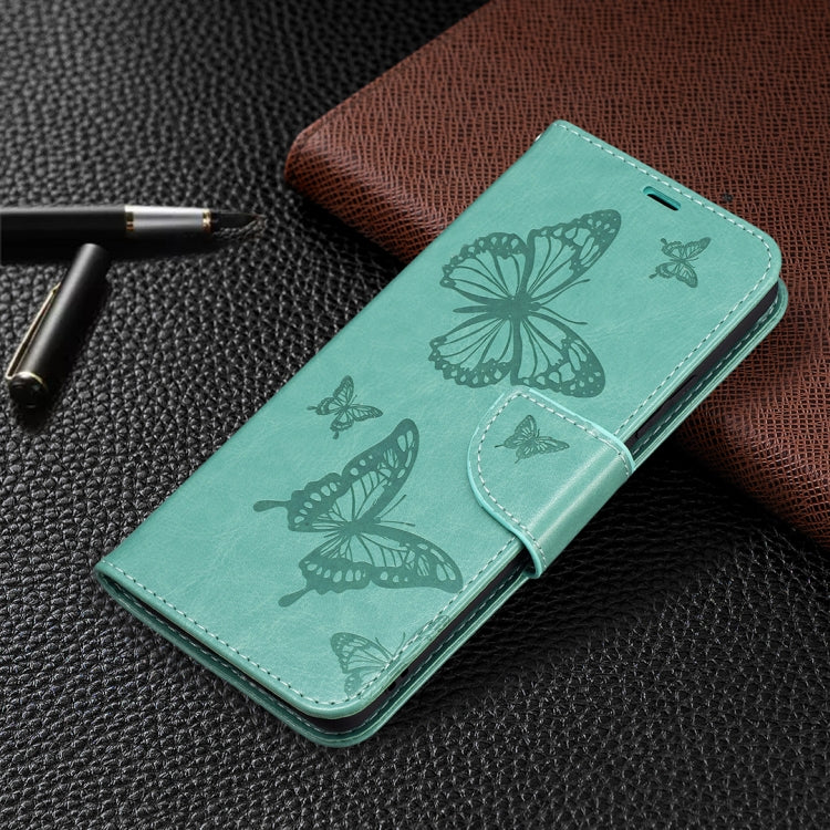For Samsung Galaxy A82 5G Embossing Two Butterflies Pattern Horizontal Flip PU Leather Case with Holder & Card Slot & Wallet & Lanyard