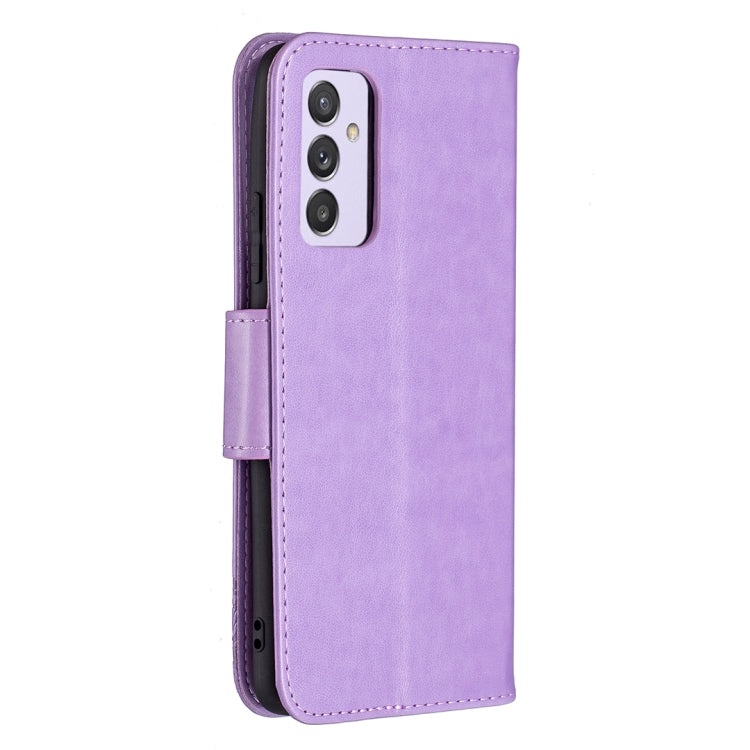 For Samsung Galaxy A82 5G Embossing Two Butterflies Pattern Horizontal Flip PU Leather Case with Holder & Card Slot & Wallet & Lanyard