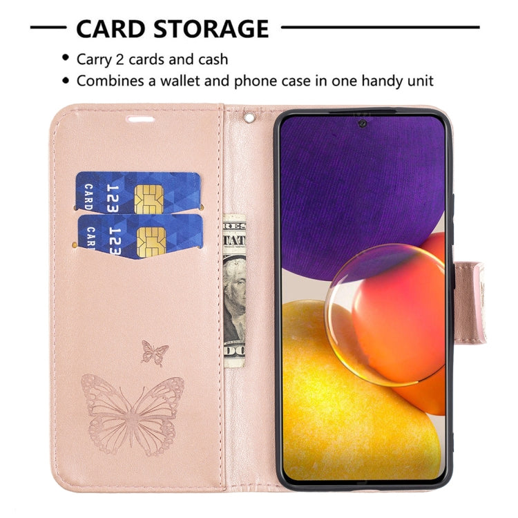For Samsung Galaxy A82 5G Embossing Two Butterflies Pattern Horizontal Flip PU Leather Case with Holder & Card Slot & Wallet & Lanyard