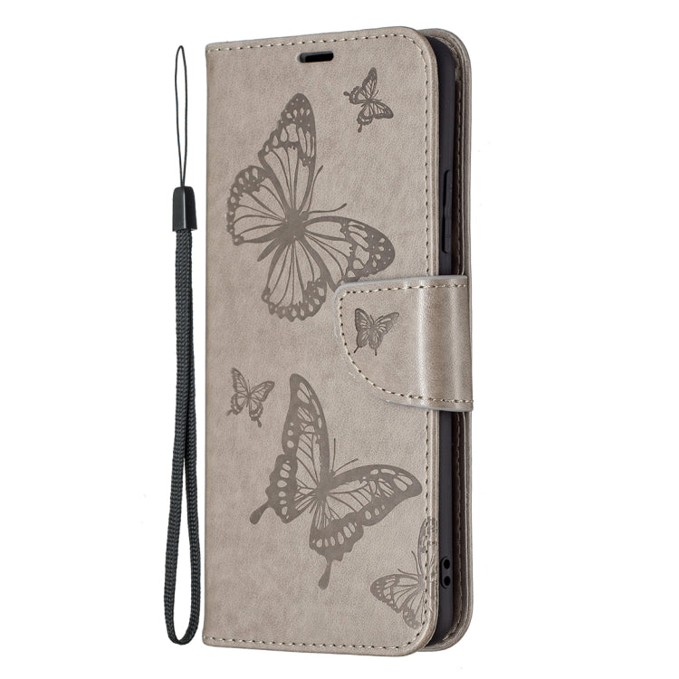 For Samsung Galaxy A82 5G Embossing Two Butterflies Pattern Horizontal Flip PU Leather Case with Holder & Card Slot & Wallet & Lanyard