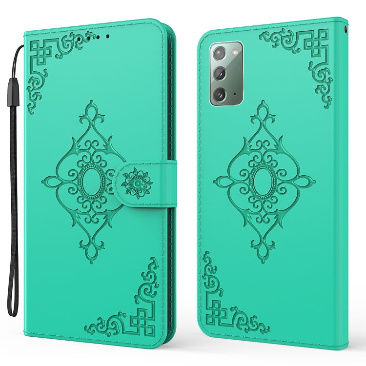 For Samsung Galaxy Note20 4G / 5G Embossed Fortune Flower Pattern Horizontal Flip Leather Case with Holder & Card Slot & Wallet & Lanyard