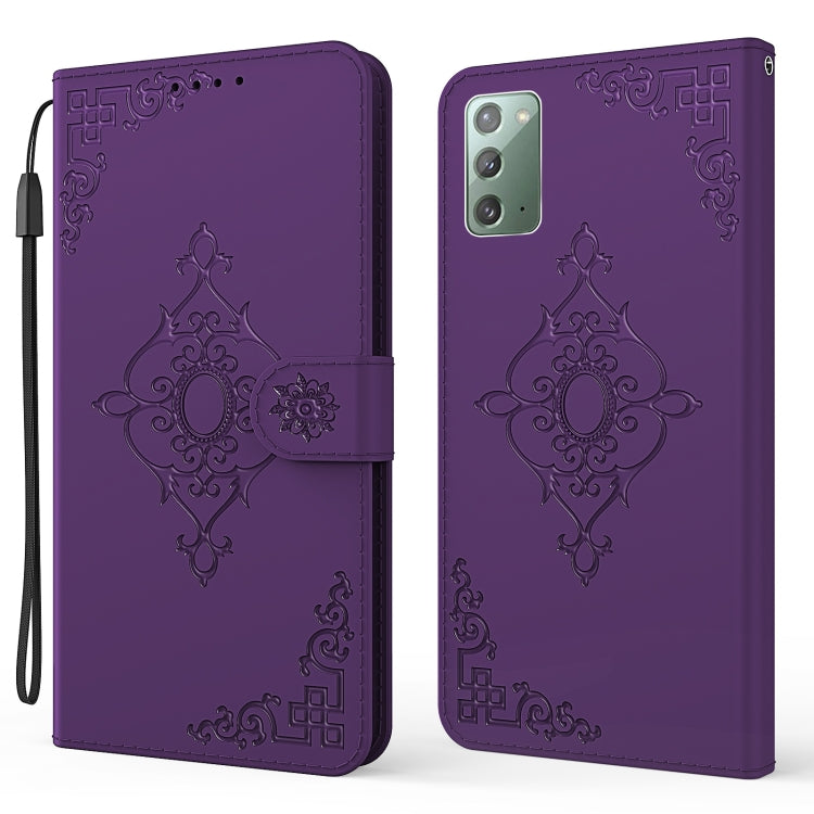 For Samsung Galaxy Note20 4G / 5G Embossed Fortune Flower Pattern Horizontal Flip Leather Case with Holder & Card Slot & Wallet & Lanyard
