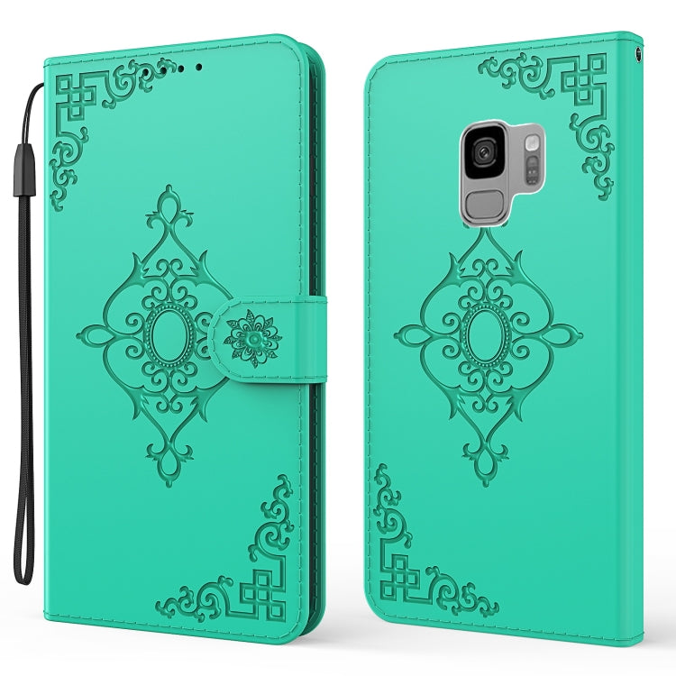 For Samsung Galaxy S9 Embossed Fortune Flower Pattern Horizontal Flip Leather Case with Holder & Card Slot & Wallet & Lanyard