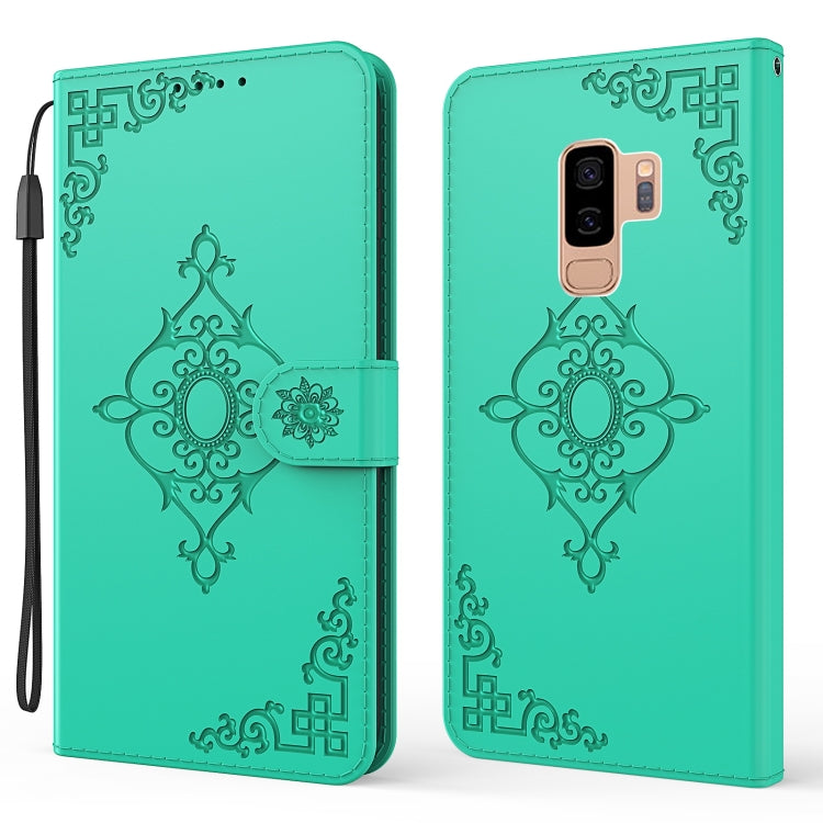 For Samsung Galaxy S9+ Embossed Fortune Flower Pattern Horizontal Flip Leather Case with Holder & Card Slot & Wallet & Lanyard