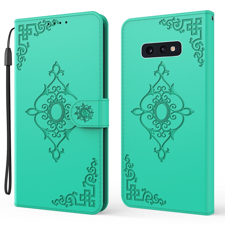 For Samsung Galaxy S10e Embossed Fortune Flower Pattern Horizontal Flip Leather Case with Holder & Card Slot & Wallet & Lanyard