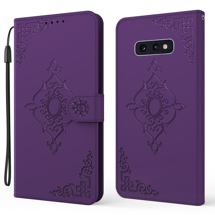 For Samsung Galaxy S10e Embossed Fortune Flower Pattern Horizontal Flip Leather Case with Holder & Card Slot & Wallet & Lanyard