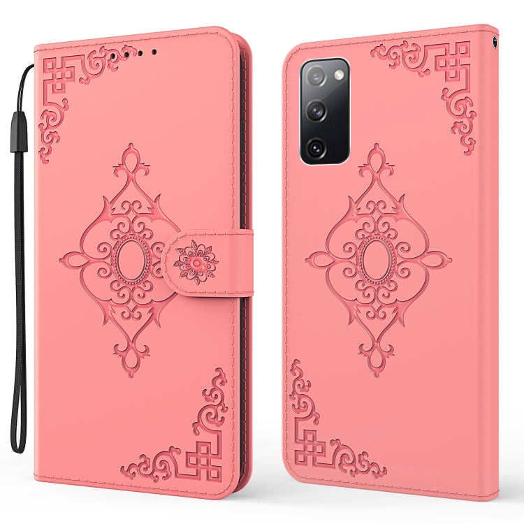 For Samsung Galaxy S20 FE Embossed Fortune Flower Pattern Horizontal Flip Leather Case with Holder & Card Slot & Wallet & Lanyard