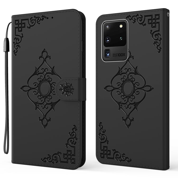 For Samsung Galaxy S20 Ultra Embossed Fortune Flower Pattern Horizontal Flip Leather Case with Holder & Card Slot & Wallet & Lanyard