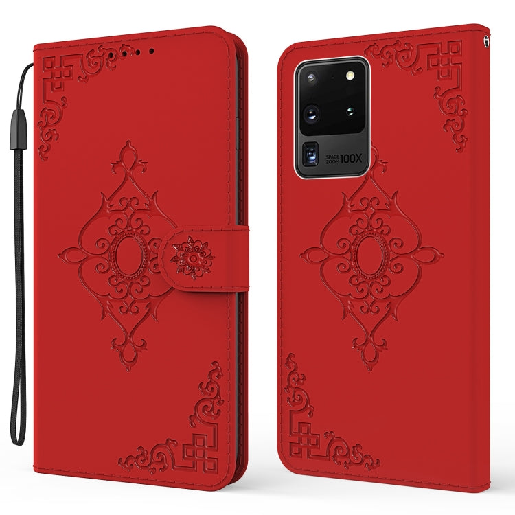 For Samsung Galaxy S20 Ultra Embossed Fortune Flower Pattern Horizontal Flip Leather Case with Holder & Card Slot & Wallet & Lanyard