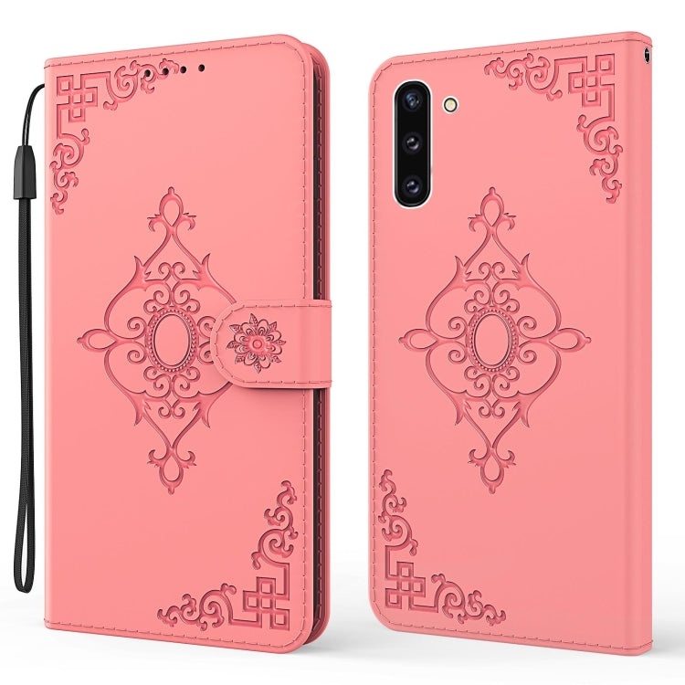 For Samsung Galaxy Note10 Embossed Fortune Flower Pattern Horizontal Flip Leather Case with Holder & Card Slot & Wallet & Lanyard
