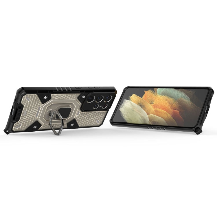 For Samsung Galaxy S21 Ultra 5G Space PC+TPU Ring Holder Protective Case