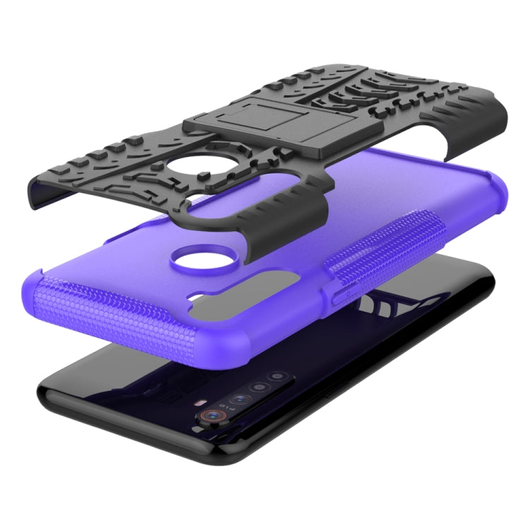 For OPPO Realme 5 Tire Texture TPU + PC Shockproof Case with Holder