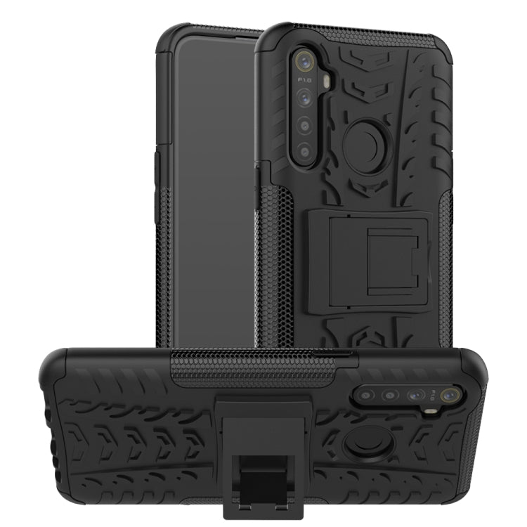 For OPPO Realme 5 Tire Texture TPU + PC Shockproof Case with Holder