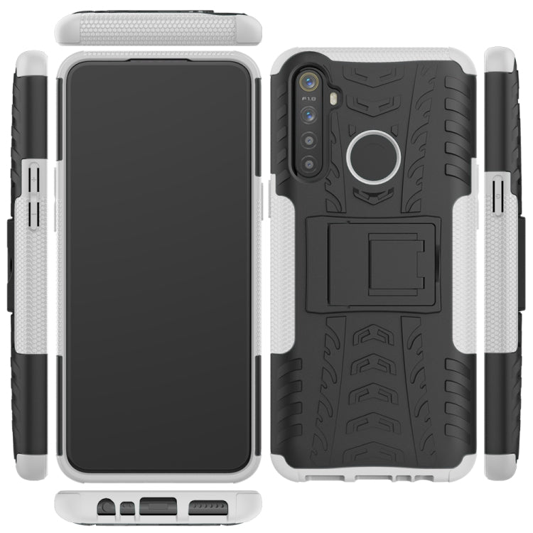 For OPPO Realme 5 Tire Texture TPU + PC Shockproof Case with Holder