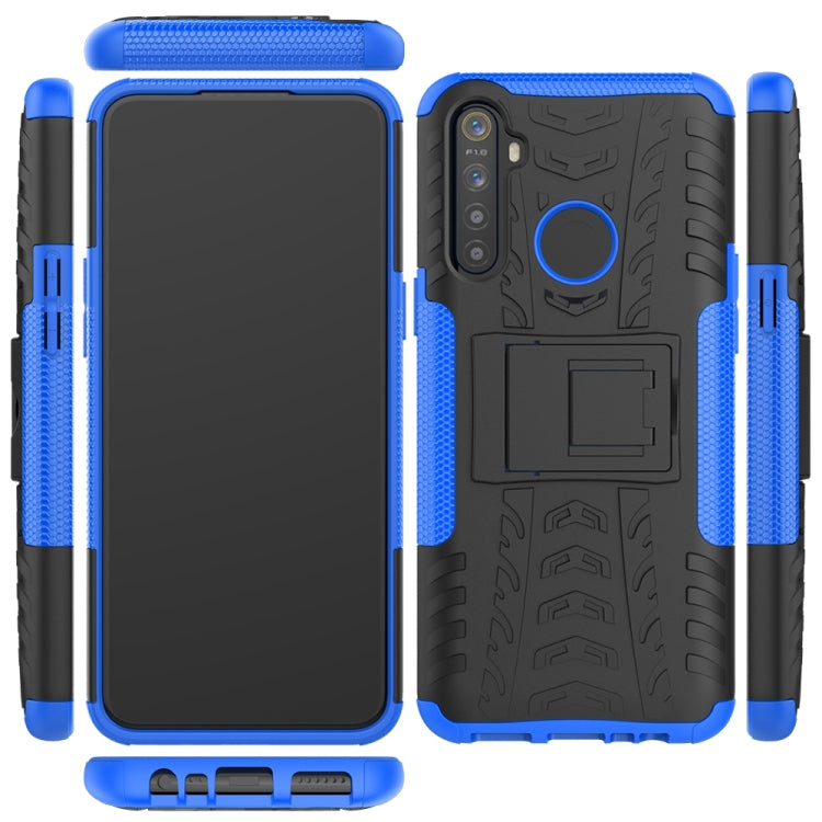 For OPPO Realme 5 Tire Texture TPU + PC Shockproof Case with Holder
