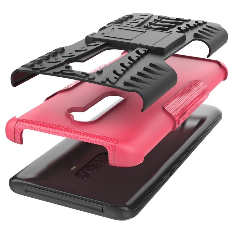 For OPPO RENO 2 Tire Texture TPU + PC Shockproof Case with Holder