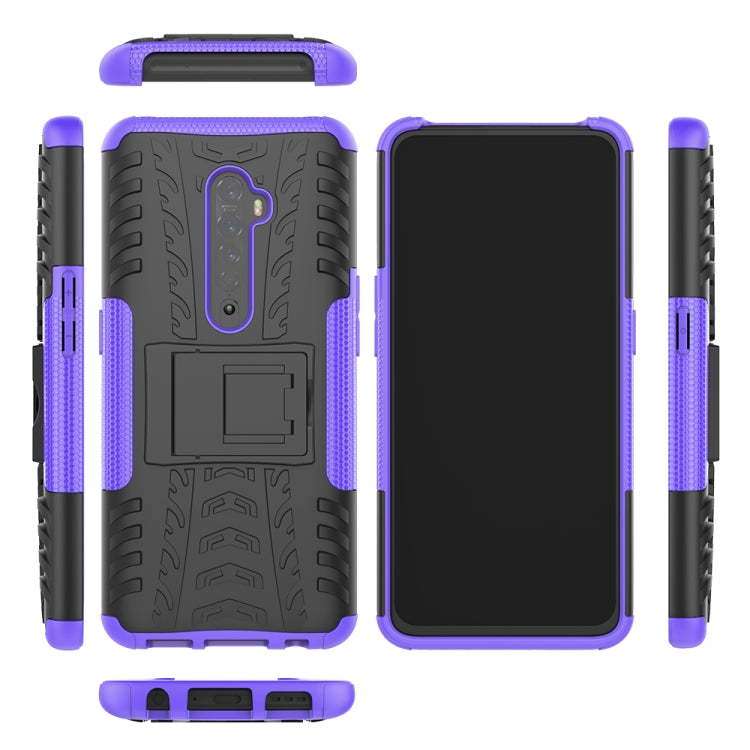 For OPPO RENO 2 Tire Texture TPU + PC Shockproof Case with Holder