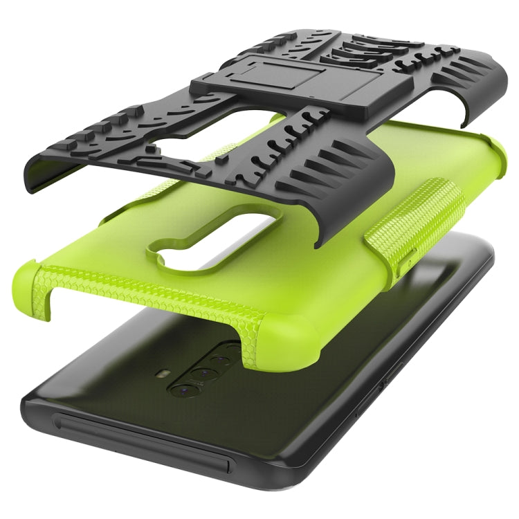 For OPPO RENO 2 Tire Texture TPU + PC Shockproof Case with Holder