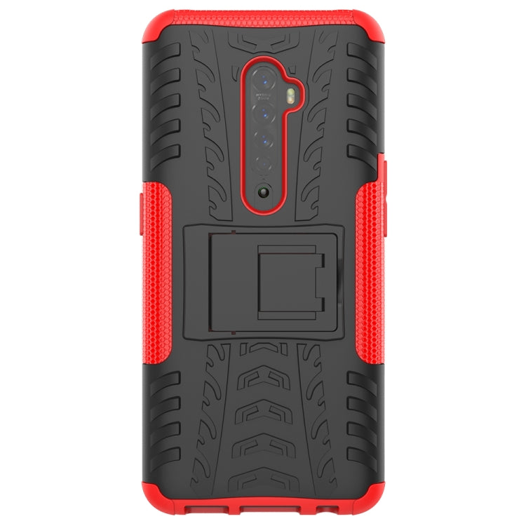For OPPO RENO 2 Tire Texture TPU + PC Shockproof Case with Holder
