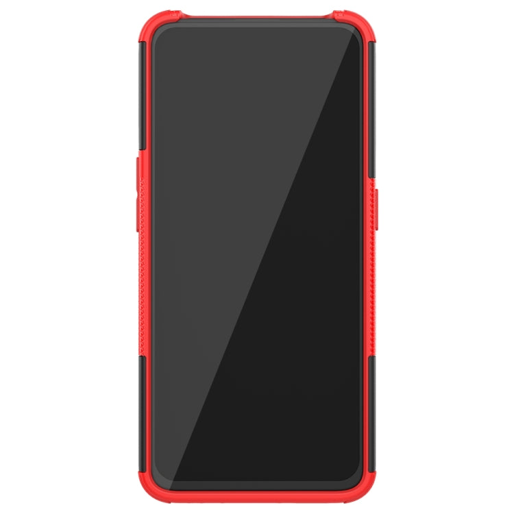 For OPPO RENO 2 Tire Texture TPU + PC Shockproof Case with Holder