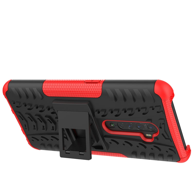 For OPPO RENO 2 Tire Texture TPU + PC Shockproof Case with Holder