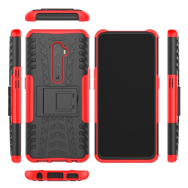 For OPPO RENO 2 Tire Texture TPU + PC Shockproof Case with Holder