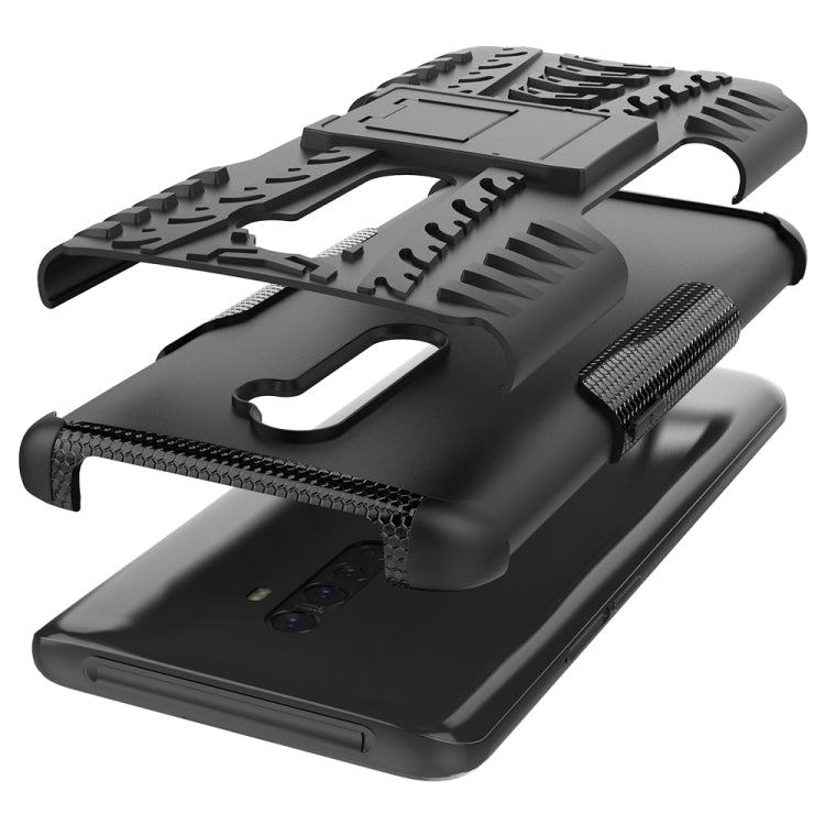 For OPPO RENO 2 Tire Texture TPU + PC Shockproof Case with Holder