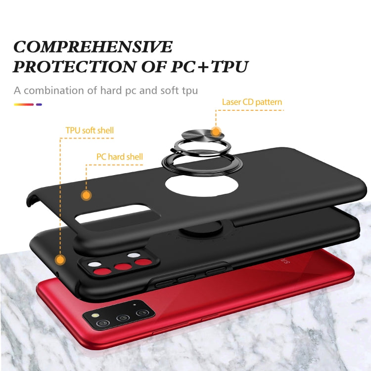 For Samsung Galaxy A02s US Version PC + TPU Shockproof Magnetic Protective Case with Invisible Ring Holder