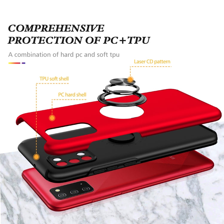 For Samsung Galaxy A02s US Version PC + TPU Shockproof Magnetic Protective Case with Invisible Ring Holder