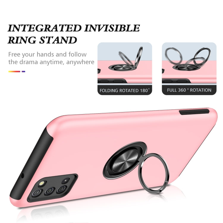 For Samsung Galaxy A02s US Version PC + TPU Shockproof Magnetic Protective Case with Invisible Ring Holder