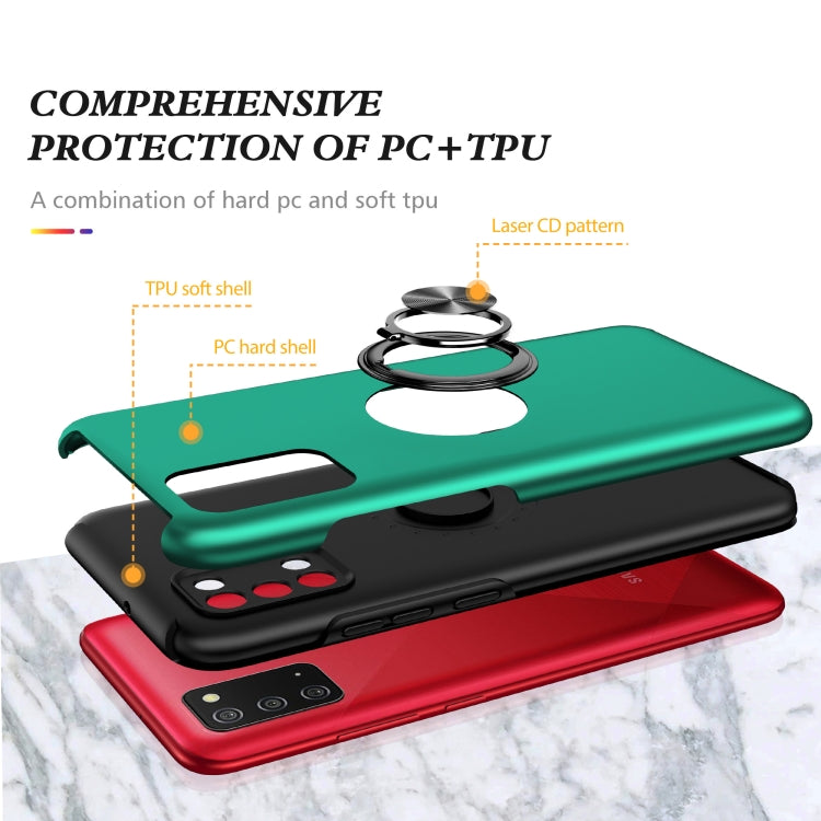 For Samsung Galaxy A02s US Version PC + TPU Shockproof Magnetic Protective Case with Invisible Ring Holder